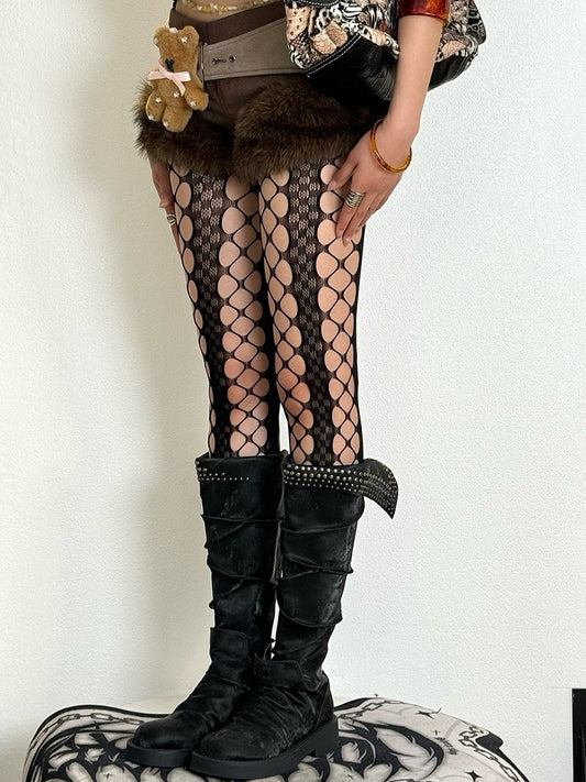 Black Y2K Cut-out Design Tights
