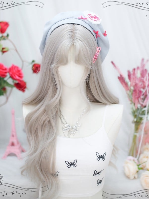 Clearance-Light Grey Long Wavy Synthetic Wig