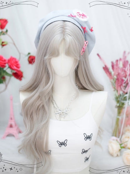 Clearance-Light Grey Long Wavy Synthetic Wig