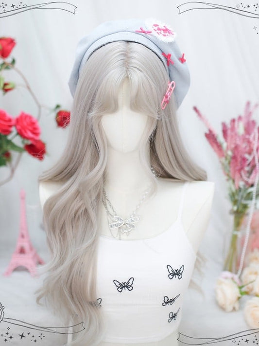Clearance-Light Grey Long Wavy Synthetic Wig