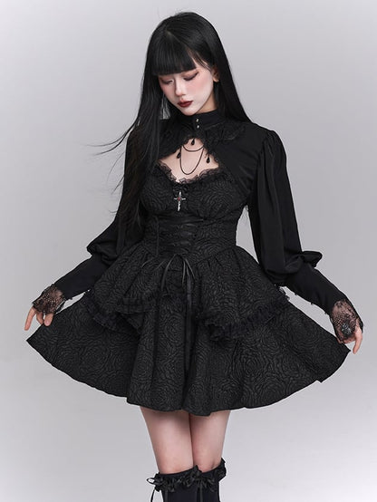 Black Mock Neck Long Sleeves Bolero