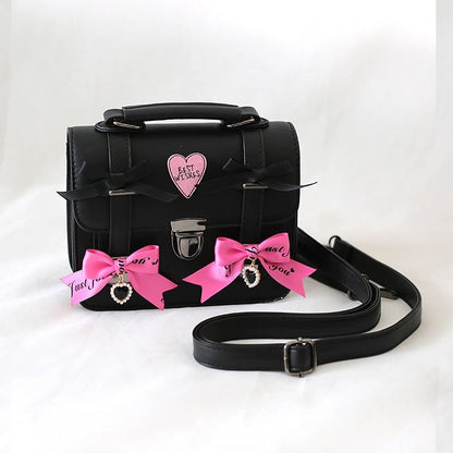 Preppy Style Jirai Kei Bowknots JK Flap Shoulder Bag 3 Color Options Landmine Style Crossbody