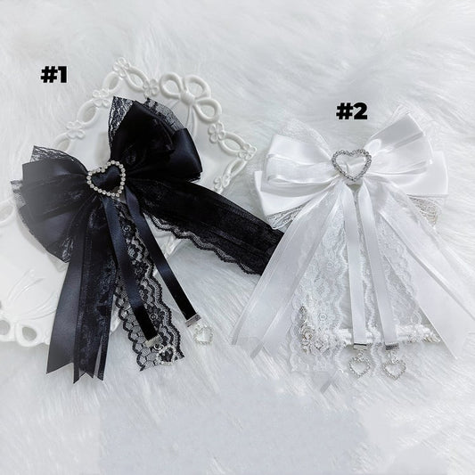 13 Options Jirai Kei Heart Charm Big Bow Brooch