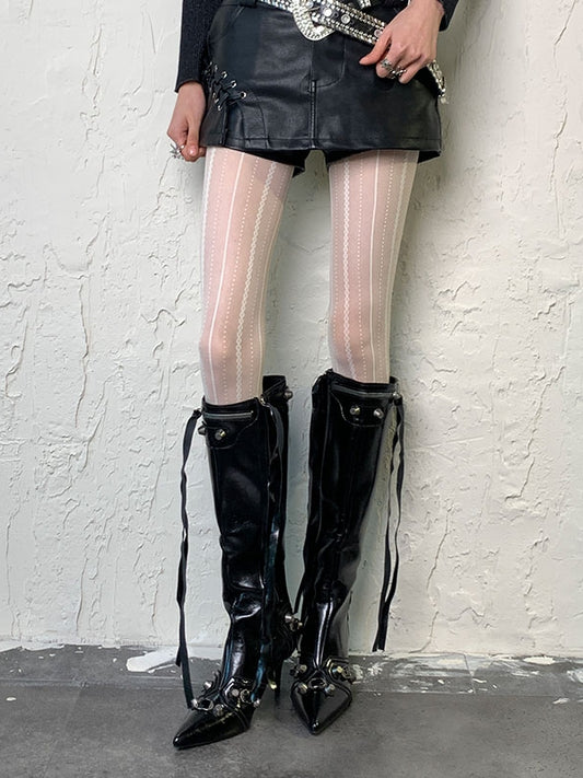 6 Color Options Y2K Striped Pattern Tights