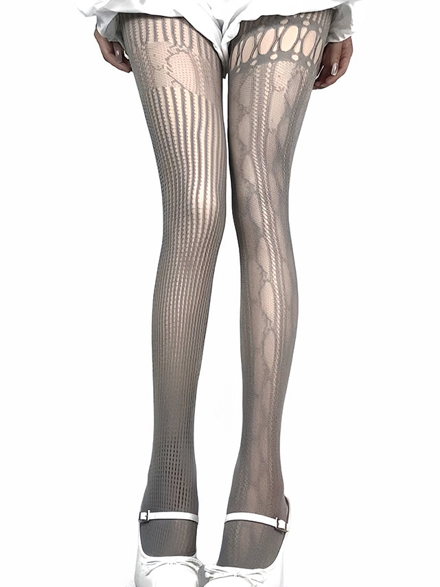4 Color Options Y2K Asymmetrical Cutout Design Fishnet Tights