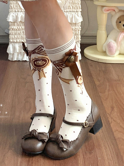 Red/Pink/Green/Beige/Blue JK Calf Socks with Badge