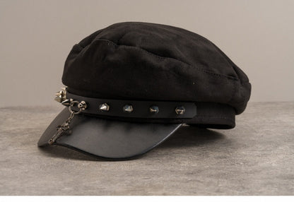 Punk Cross and Studs Black Gothic Hat