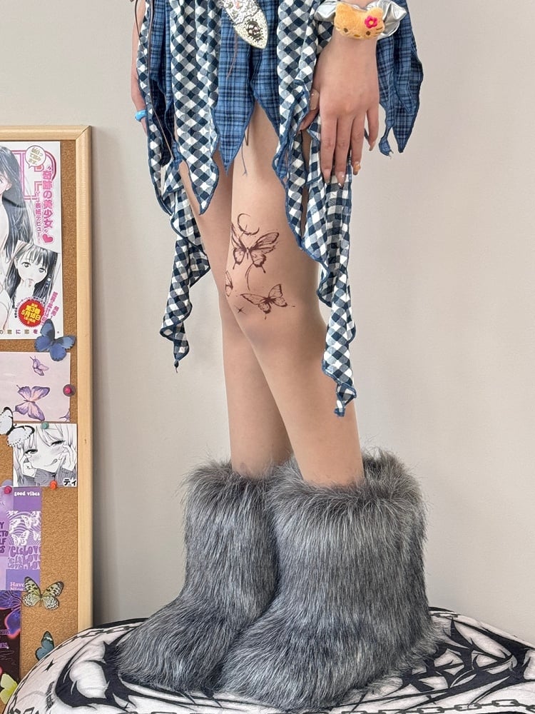 Nude Y2K Butterfly Print Tights