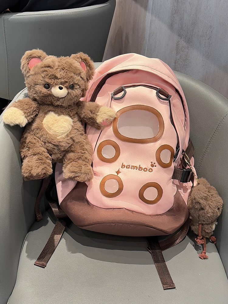 Pink&Brown Cut-out Design Backpack