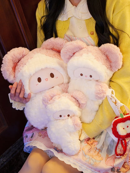 White&Pink Plush Cute Mouse Backpack/Crossbody Bag + 2 Options Backpack Keychain Small/Middle Size