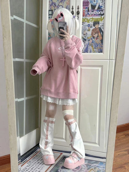 Pink & Blue Stud Detail Star Applique Y2K Platforms