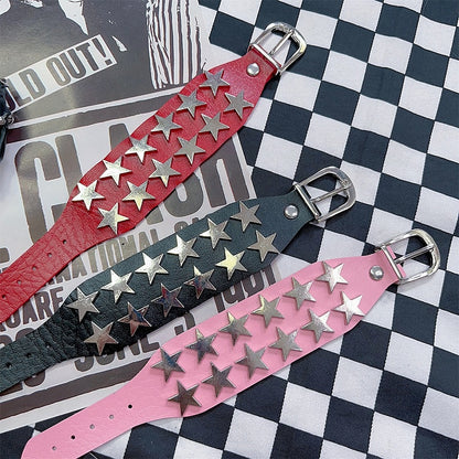 Black/Red/Pink Punk Rock Star Details Bracelet