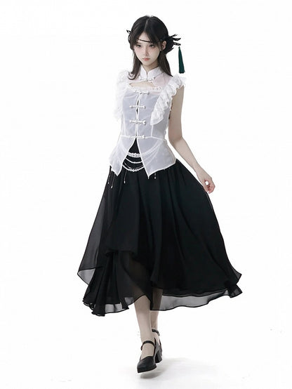 White Layered Beaded Waist Chain