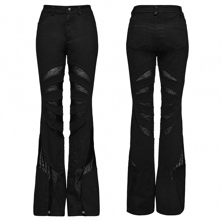 Black Goth Pointed Flared Trousers