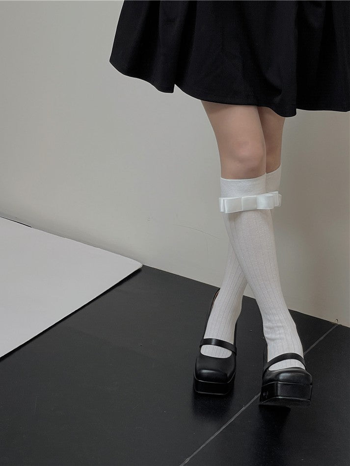 4 Color Options Bowknot Details Stockings