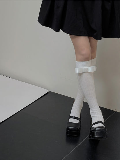 4 Color Options Bowknot Details Stockings