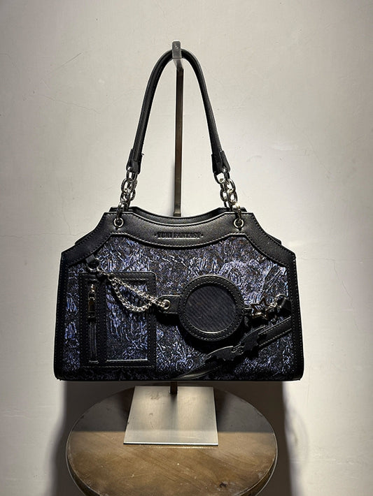 Dusty Blue Snake Scale PU Ita Shoulder Bag