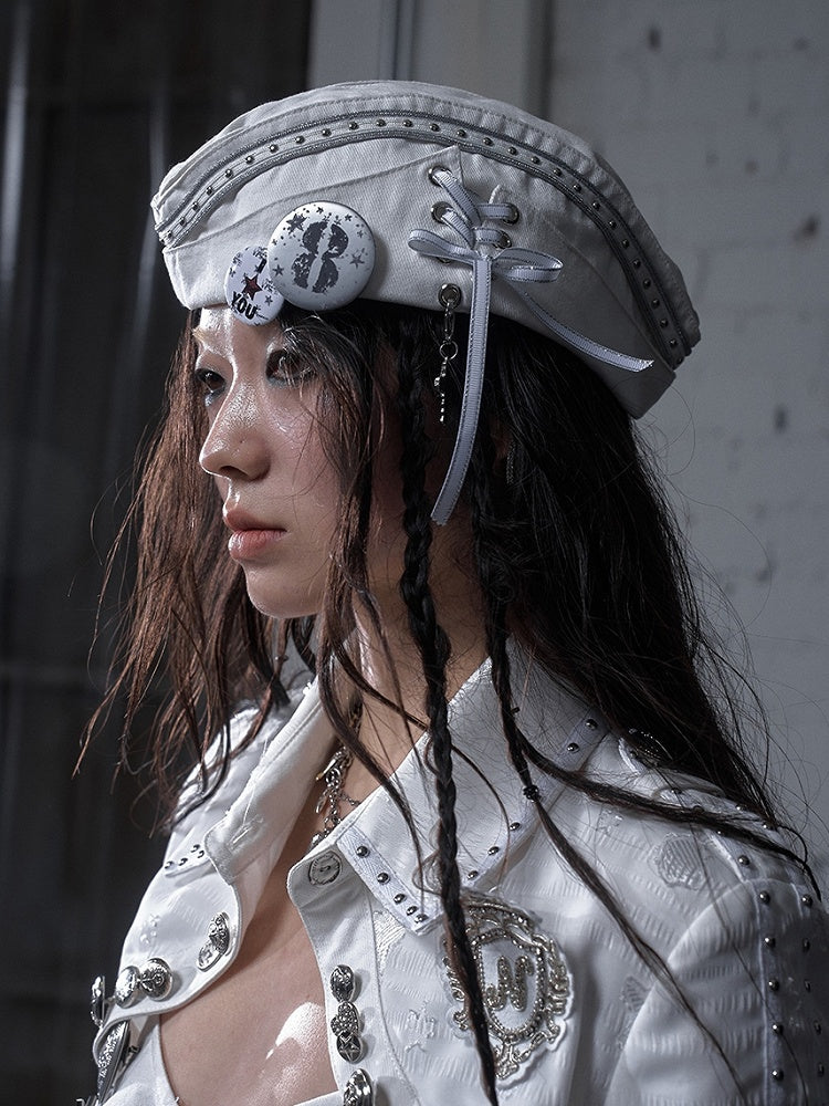 Punk Rock Distressed Design Graphic/Metal Badge Set