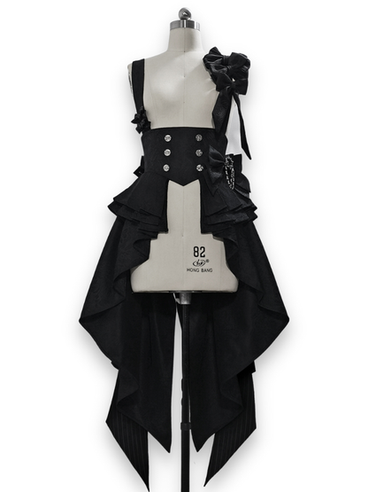 Bunny Theater Jacquard Black Train Corset with Bowknot Straps