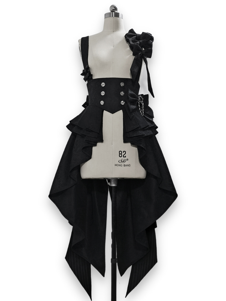 Bunny Theater Jacquard Black Train Corset with Bowknot Straps