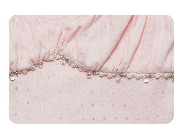 Bead Details Pink Cami Top Ruffle Trim