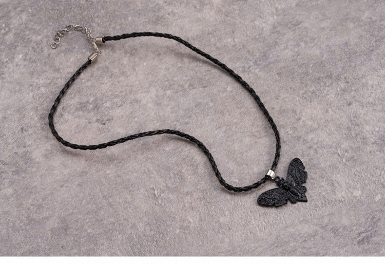 Handmade Gothic Black Moth Pendant Necklace