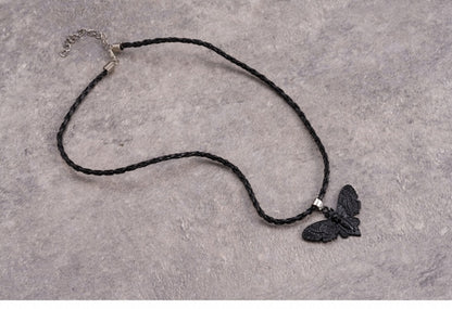 Handmade Gothic Black Moth Pendant Necklace