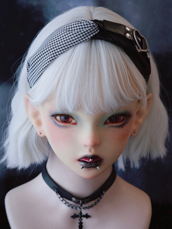 Black Gothic Plaid Pattern With Heart Buckle Decorated KC