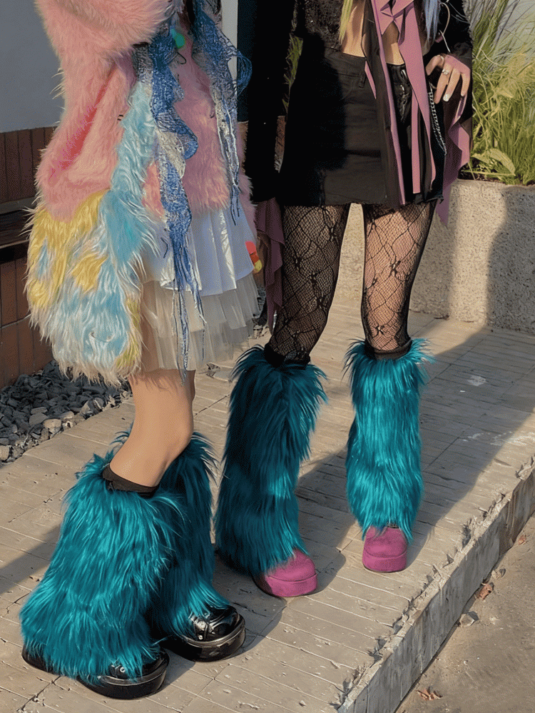 Peacock Blue Y2K 20CM/30CM/40CM Shaggy Leg Warmers