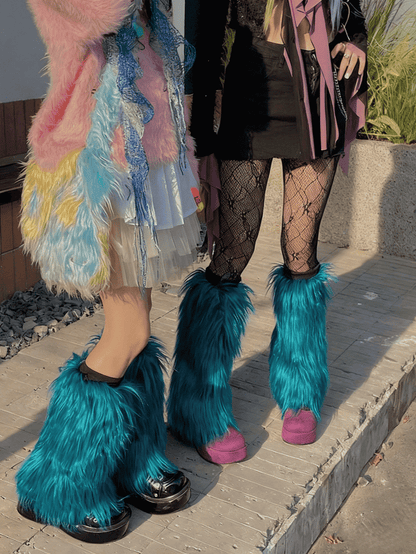 Peacock Blue Y2K 20CM/30CM/40CM Shaggy Leg Warmers