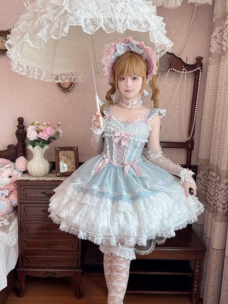 Pink Bowknot White Lace Choker