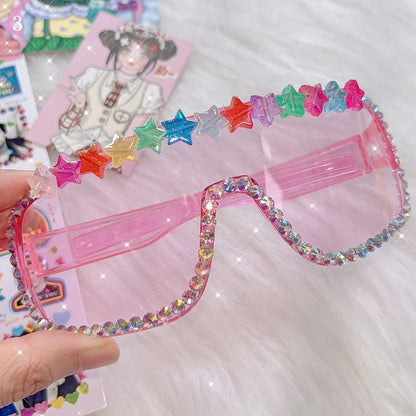 4 Options Pink Bear/Star Design Beaded Decorated Sunglasses