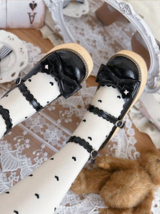 Black Star Applique Bow at Top Lolita Platform Shoes