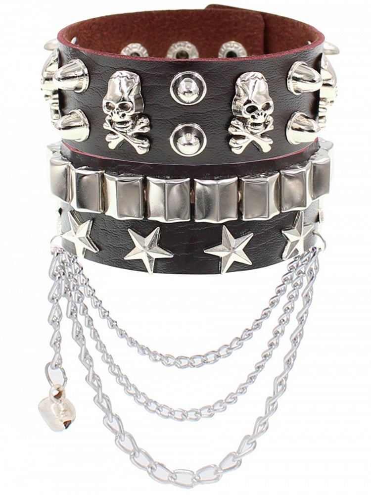 8 Colors Skeleton and Star Detail Punk Bracelet
