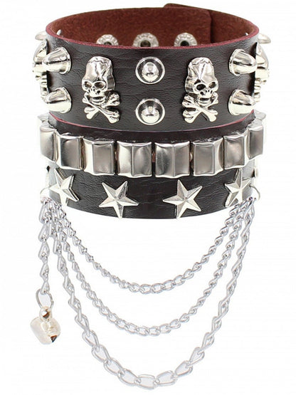 8 Colors Skeleton and Star Detail Punk Bracelet