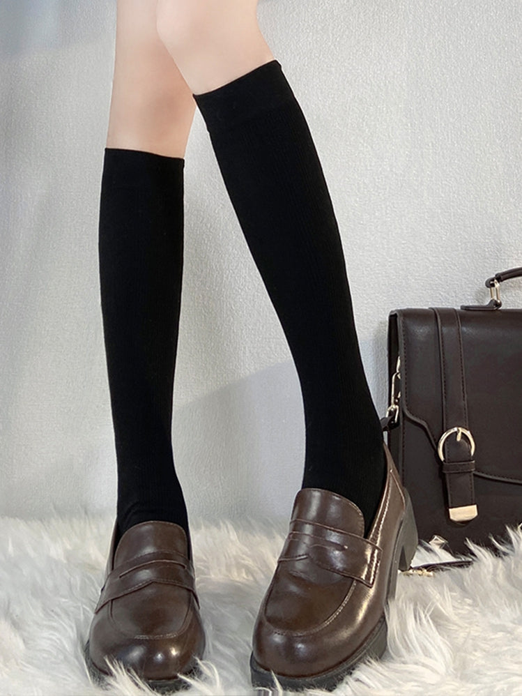 Black JK Uniform Knitted Under-Knee Stockings