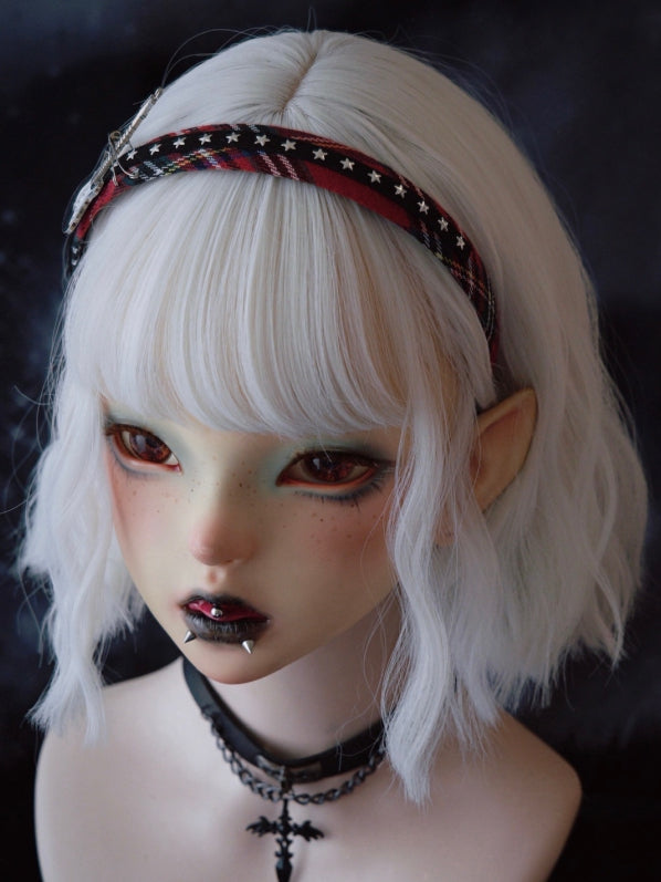 Red And Black Plaid Pattern Star Guitar And Pins Design KC