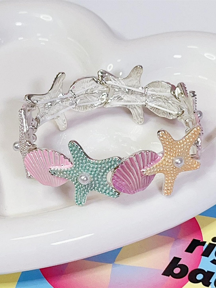 Colorful Y2K Starfish Shell And Beaded Decorated Bangle
