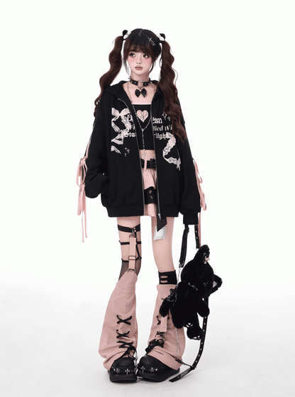 Pink Bittersweet Mini Tiered Skirt with Detachable Bow