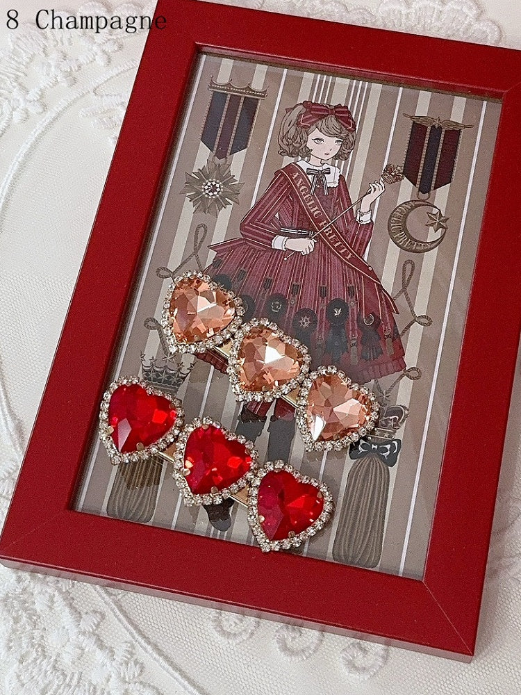 11 Options Rhinestone Heart Hairclip