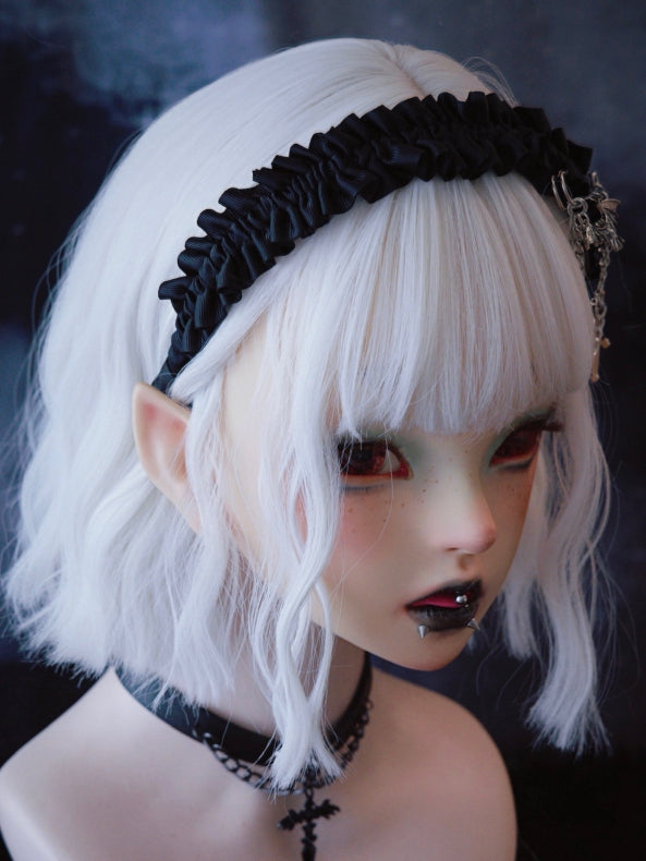 Black Ruffle Trim Pin With Bat And Cross KC