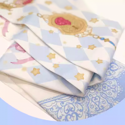 Yume Kawaii Blue Diamond Pattern Bow Print Sweet Lolita Over Knee Stockings