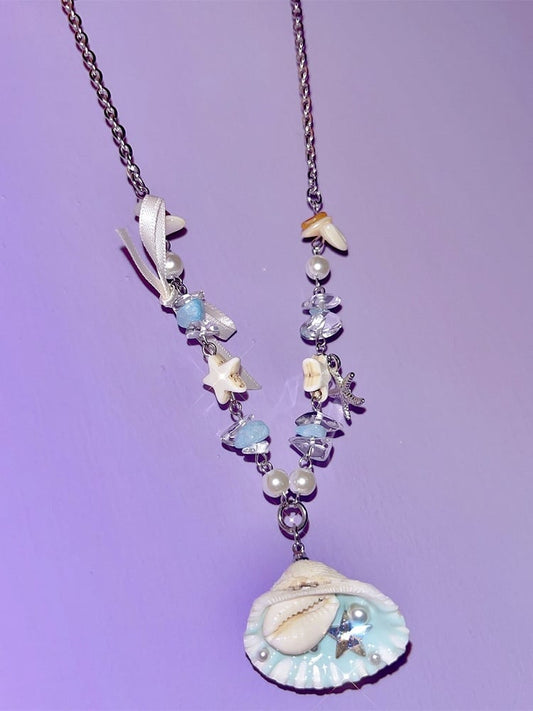 Blue Y2K Star Shell Necklace
