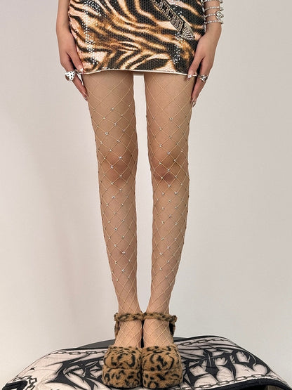 Black/White/Nude Y2K Star Decorated Fishnet Design Tights