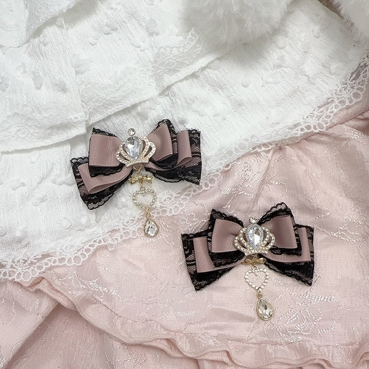 11 Colors Jirai Kei Crown Rhinestone Bow Hair Clip