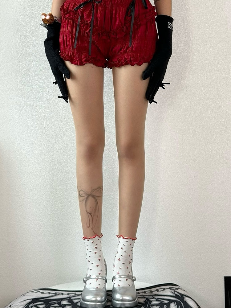 3 Options Nude Gyaru Fashion Bowknot/Butterfly Print Tights