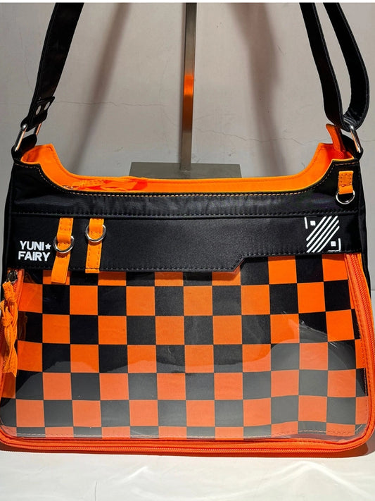 Black & Orange Unisex Nylon Ita Shoulder Bag with Adjustable Strap & Large Capacity