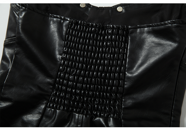 Black PU Bustier Top with Heart-Shaped Buckle Design