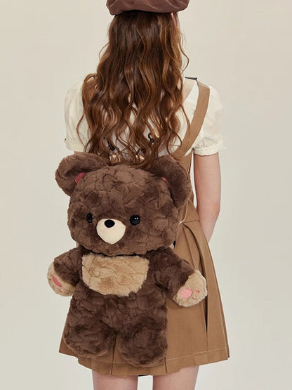 Brown Bear Plush Backpack Detachable Shoulder Straps Middle/Large Size