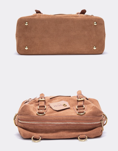 Vintage Brown 2-Way Backpack With Belt Accents